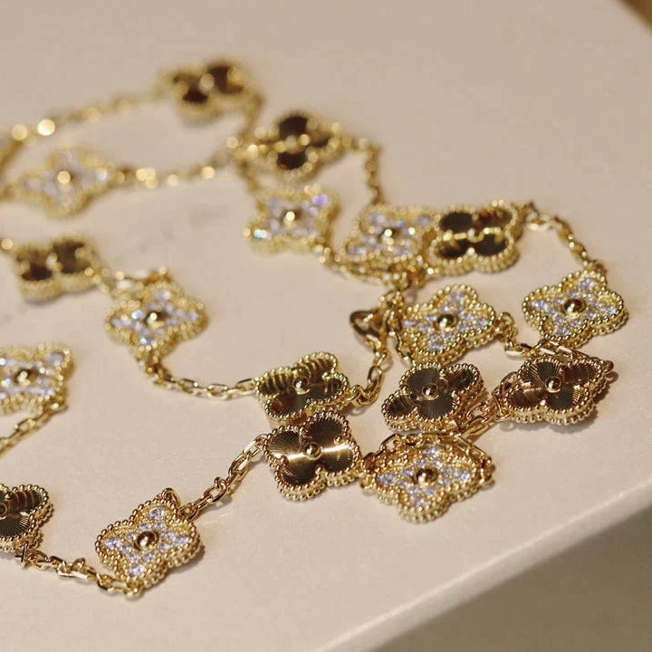 [⭐JeweliWhal]CLOVER 20 MOTIFS LASER DIAMOND NECKLACE