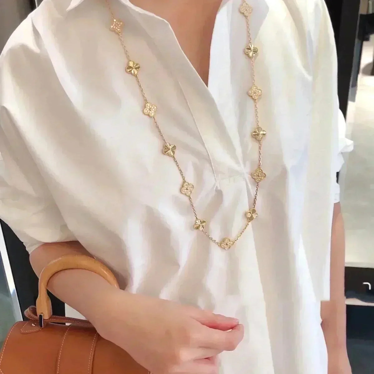 [⭐JeweliWhal]CLOVER 20 MOTIFS LASER DIAMOND NECKLACE