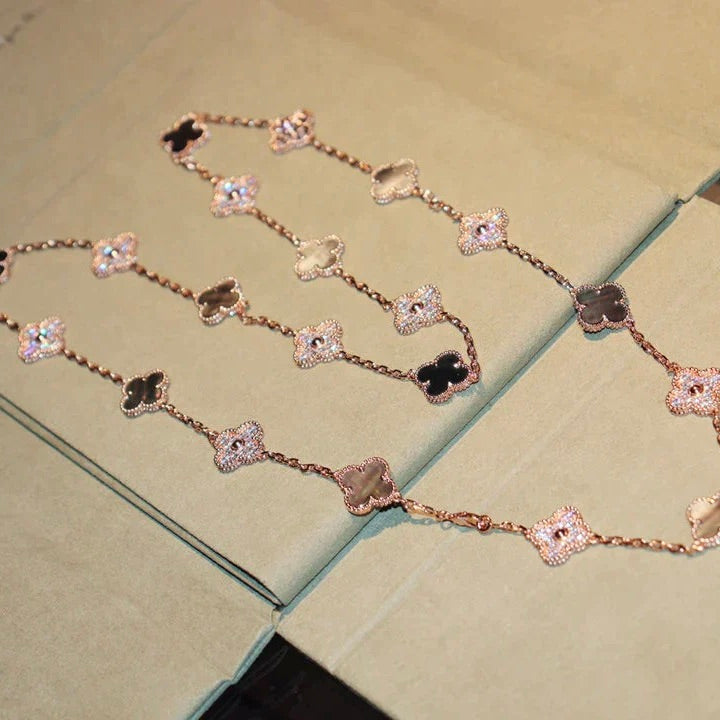[⭐JeweliWhal]CLOVER 20 MOTIFS DARK MOP DIAMOND  NECKLACE