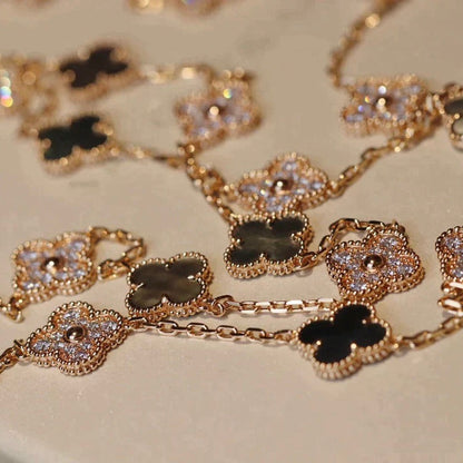 [⭐JeweliWhal]CLOVER 20 MOTIFS DARK MOP DIAMOND  NECKLACE