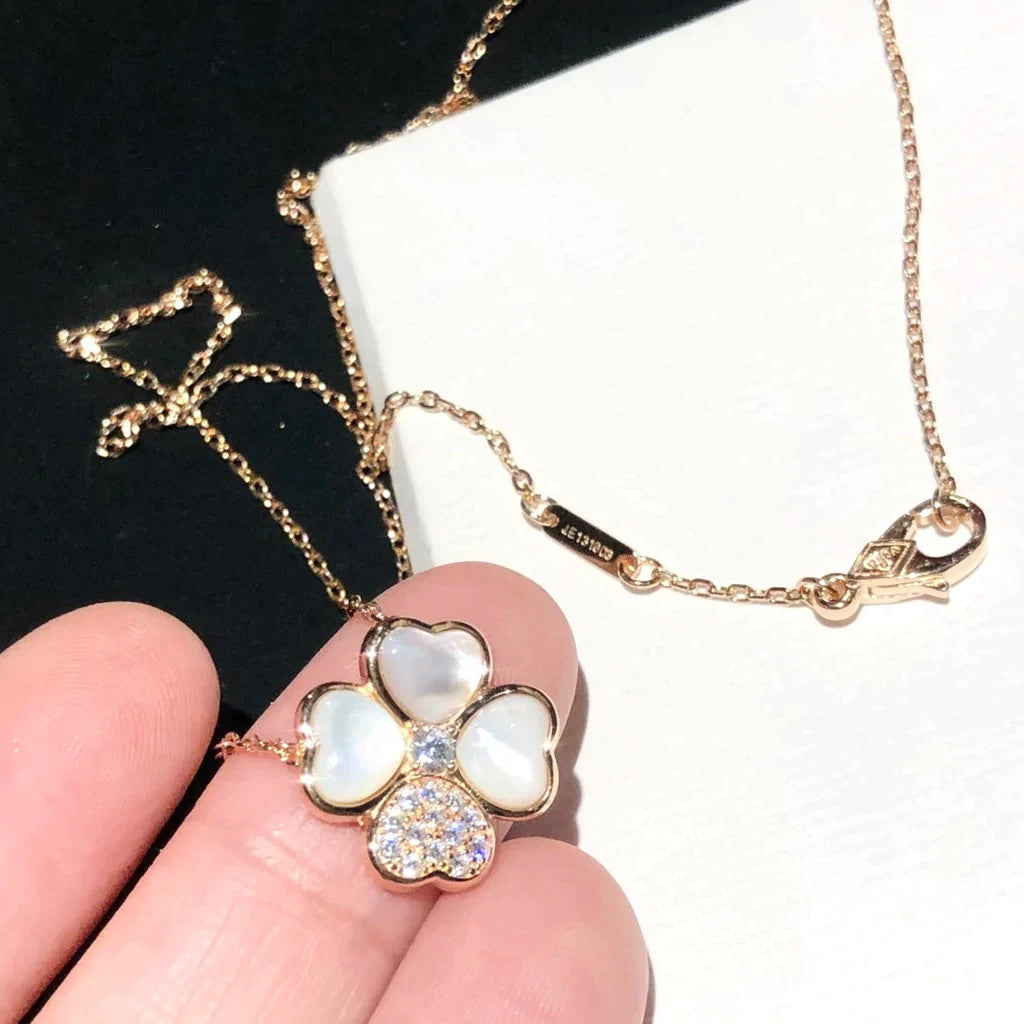 [⭐JeweliWhal]CLOVER MOP DIAMOND ROSE GOLD NECKLACE