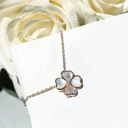 [⭐JeweliWhal]CLOVER MOP DIAMOND ROSE GOLD NECKLACE