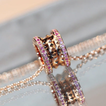 [⭐JeweliWhal]ZERO 1 ROCK PINK GOLD PINK DIAMOND NECKLACE