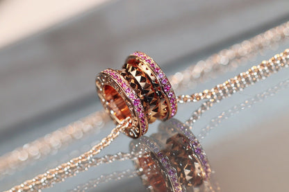 [⭐JeweliWhal]ZERO 1 ROCK PINK GOLD PINK DIAMOND NECKLACE