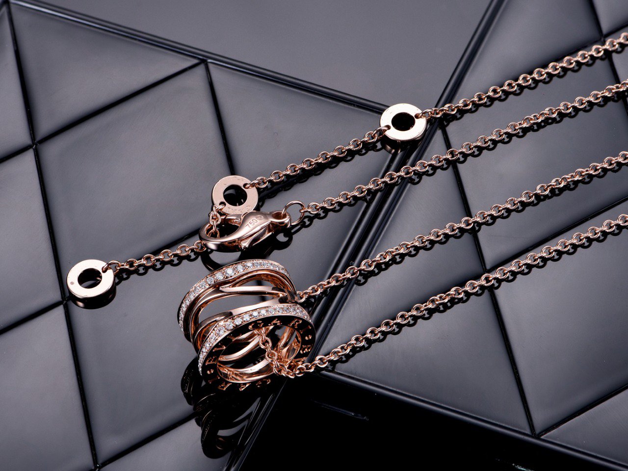 [⭐JeweliWhal]ZERO 1 PINK GOLD DIAMOND OPEN NECKLACE