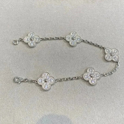 [⭐JeweliWhal] CLOVER 5 MOTIF FULL DIAMOND BRACELET COLLECTION