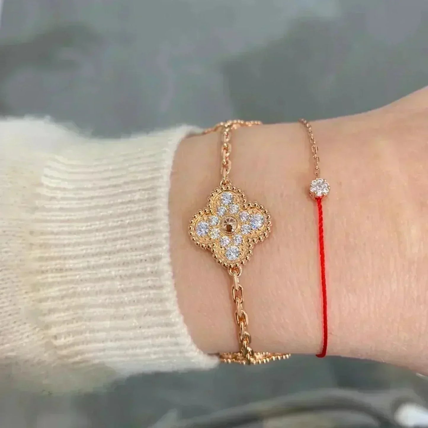 [⭐JeweliWhal] CLOVER 5 MOTIF FULL DIAMOND BRACELET COLLECTION