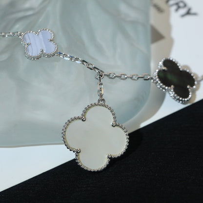 [⭐JeweliWhal]CLOVER BRACELET 5 MOTIFS MOP CHALCEDONY SILVER