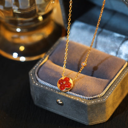 [⭐JeweliWhal]SUN PEDANT PINK GOLD 1 DIAMOND NECKLACE