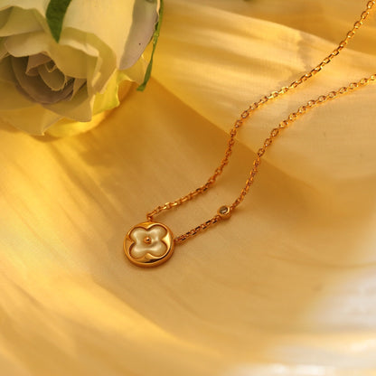 [⭐JeweliWhal]SUN PEDANT PINK GOLD 1 DIAMOND NECKLACE