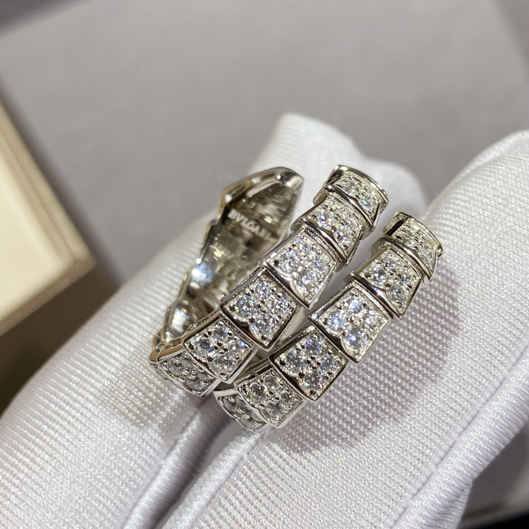 [⭐JeweliWhal]SERPENTI DOUBLE RING SILVER DIAMOND PAVED
