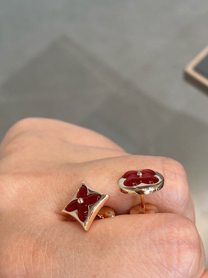 [⭐JeweliWhal]STAR AND SUN PINK GOLD CARNELIAN STUD EARRINGS
