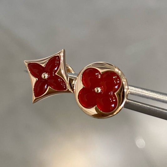 [⭐JeweliWhal]STAR AND SUN PINK GOLD CARNELIAN STUD EARRINGS