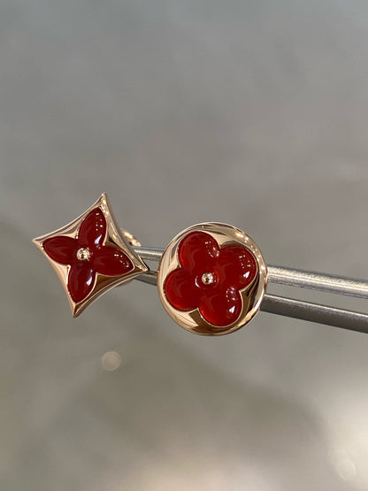 [⭐JeweliWhal]STAR AND SUN PINK GOLD CARNELIAN STUD EARRINGS