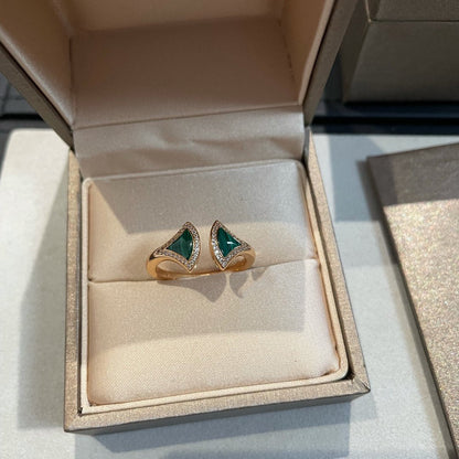 [⭐JeweliWhal]DREAM MALACHITE DIAMOND OPEN RING