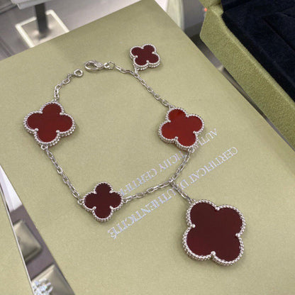 [⭐JeweliWhal]CLOVER 5 MOTIFS SIVLER CARNELIAN BRACELET