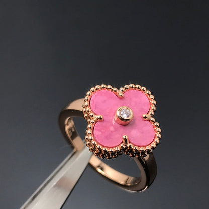[⭐JeweliWhal]CLOVER RHODONITE ROSE GOLD RING