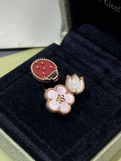 [⭐JeweliWhal]LUCKY 3 MOTIF ROSE GOLD RING