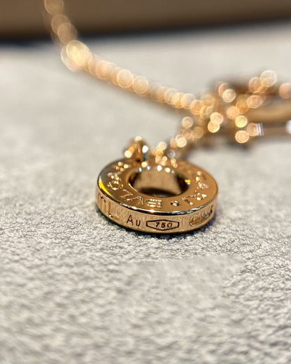 [⭐JeweliWhal]DREAM MOP DIAMOND PAVED PINK GOLD NECKLACE
