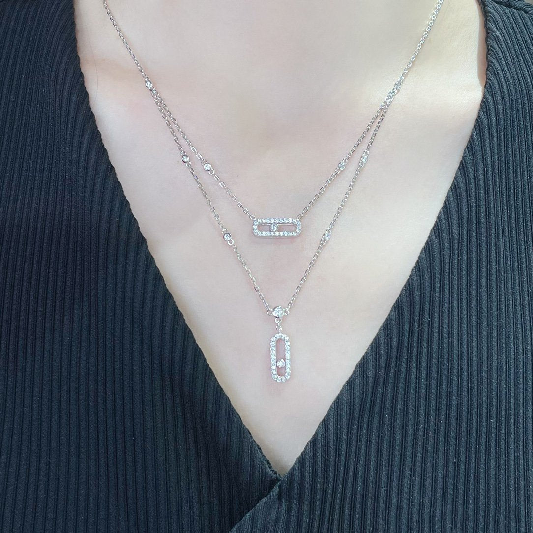 [⭐JeweliWhal]MOVE 2 ROW DIAMOND NECKLACE