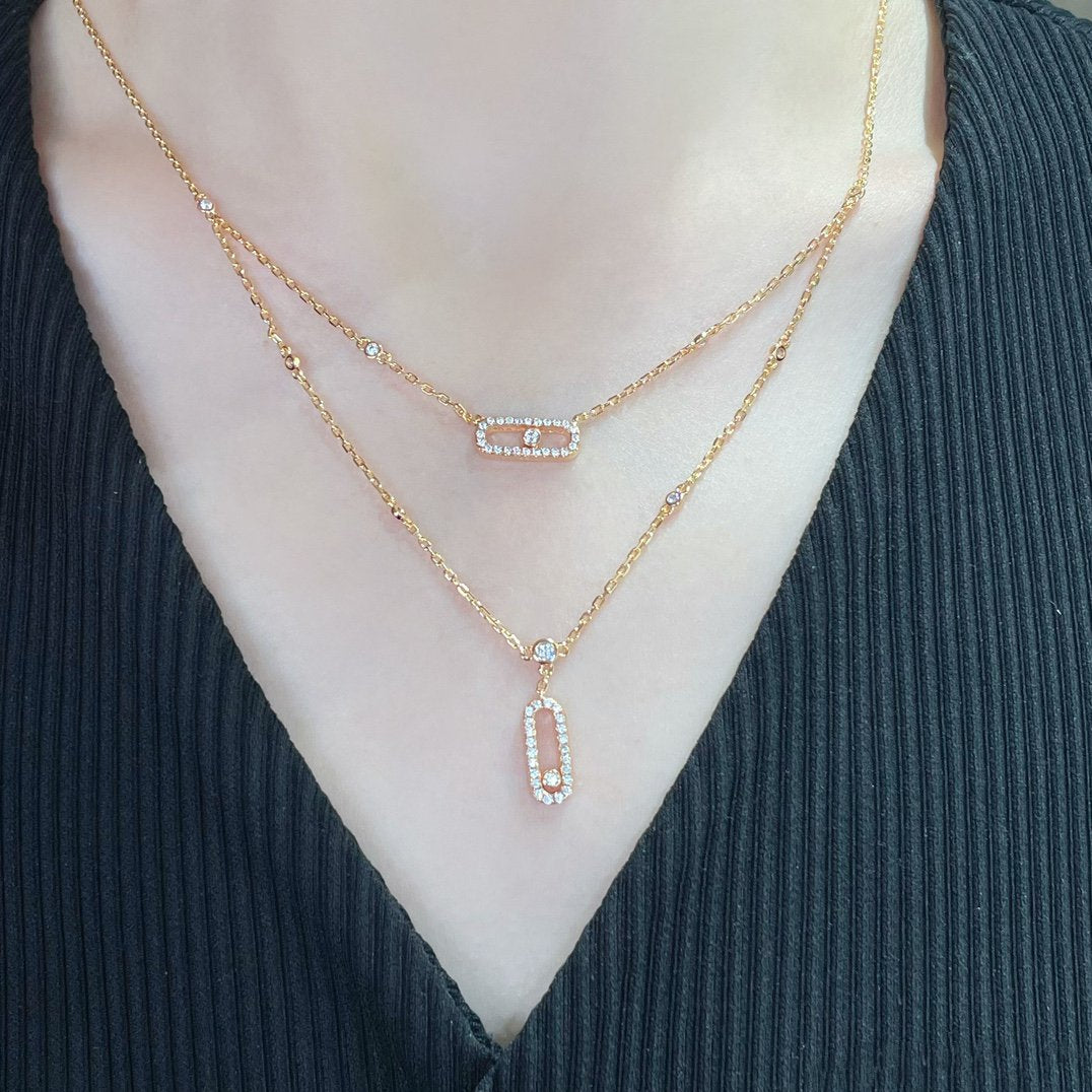 [⭐JeweliWhal]MOVE 2 ROW DIAMOND NECKLACE