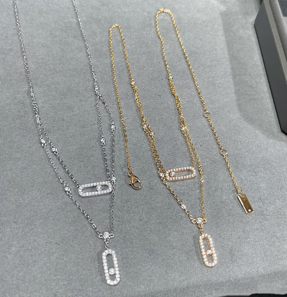 [⭐JeweliWhal]MOVE 2 ROW DIAMOND NECKLACE