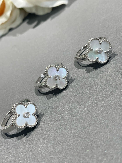 [⭐JeweliWhal]CLOVER SILVER MOP DIAMOND RING