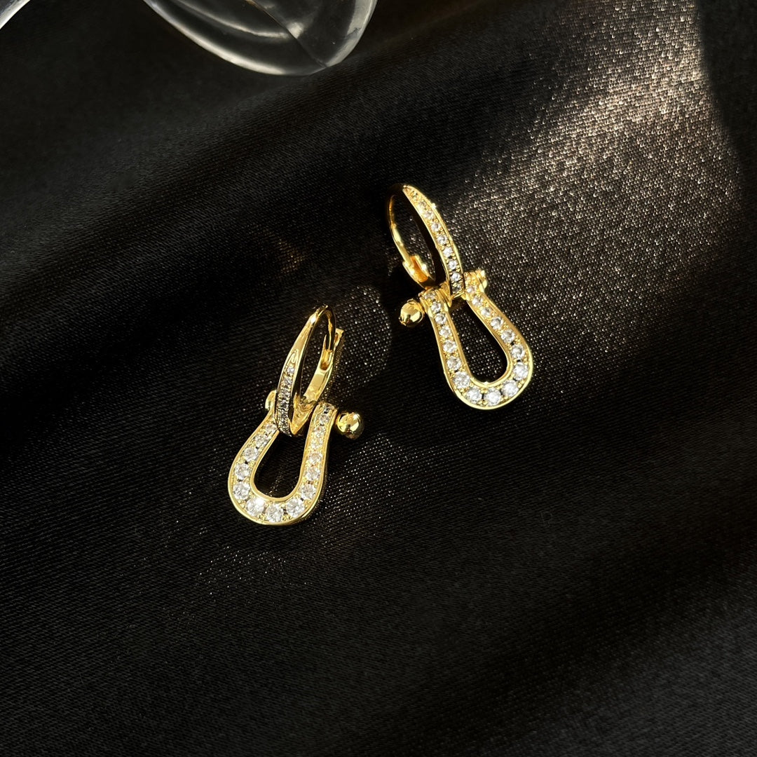 [⭐JeweliWhal]FORCE 10 FULL DIAMOND DROP EARRINGS MEDIUM MODEL