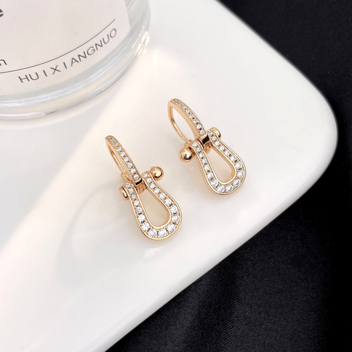 [⭐JeweliWhal]FORCE 10 FULL DIAMOND DROP EARRINGS MEDIUM MODEL