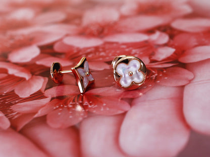 [⭐JeweliWhal]STAR AND SUN PINK GOLD MOP STUD EARRINGS