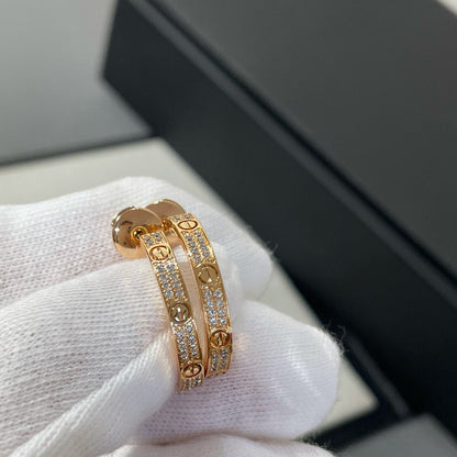 [⭐JeweliWhal]LOVE DIAMOND PINK GOLD HOOP EARRINGS