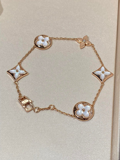 [⭐JeweliWhal]STAR AND SUN 5 MOTIF MOP PINK GOLD BRACELET