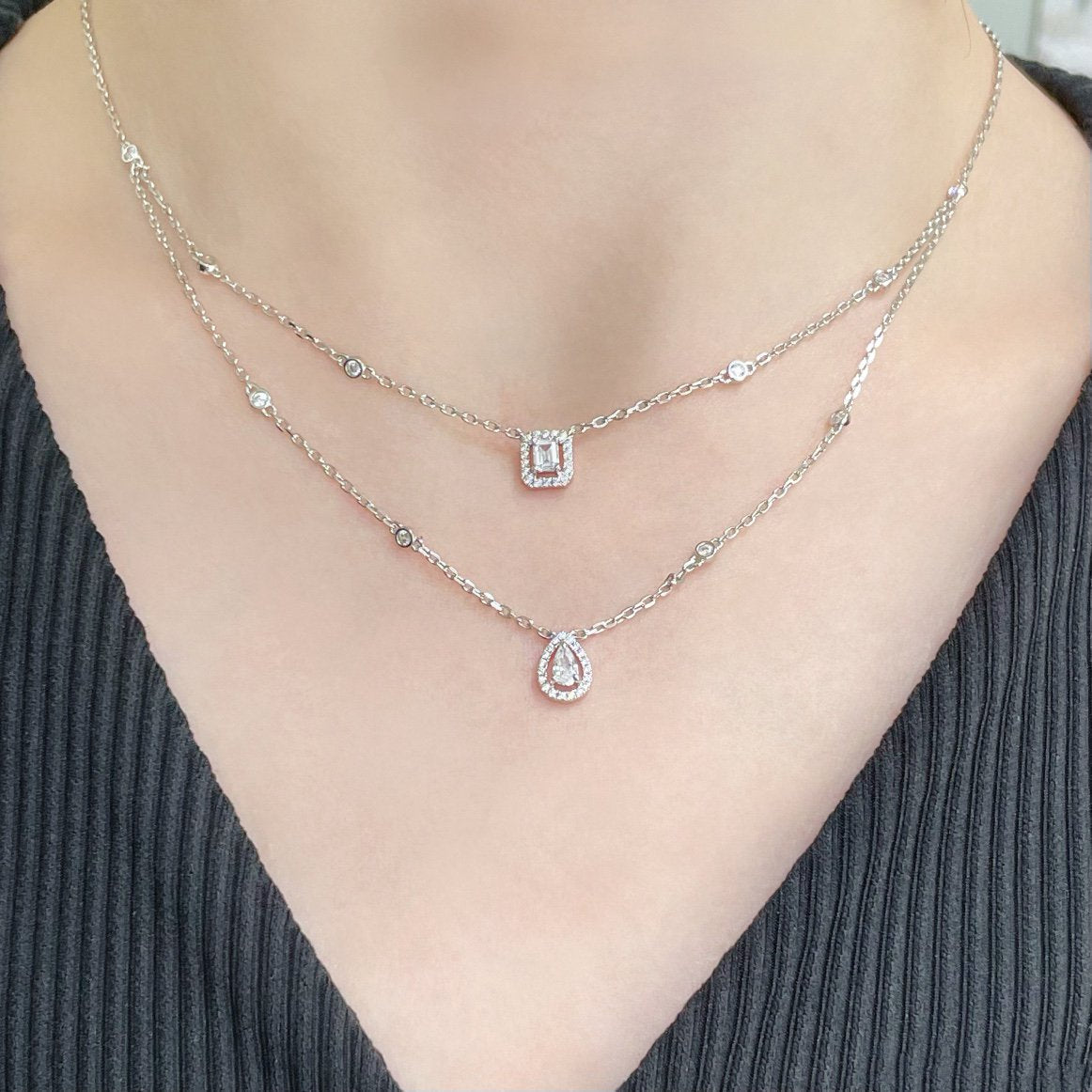 [⭐JeweliWhal]MY TWIN 2 ROW DIAMOND NECKLACE