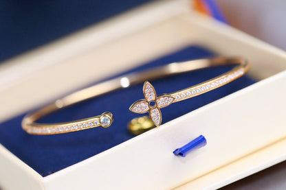 [⭐JeweliWhal]IDYLLE PINK GOLD OPEN BRACELET DIAMOND PAVED