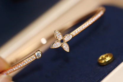 [⭐JeweliWhal]IDYLLE PINK GOLD OPEN BRACELET DIAMOND PAVED