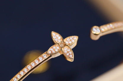 [⭐JeweliWhal]IDYLLE PINK GOLD OPEN BRACELET DIAMOND PAVED