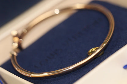 [⭐JeweliWhal]IDYLLE PINK GOLD OPEN BRACELET DIAMOND PAVED