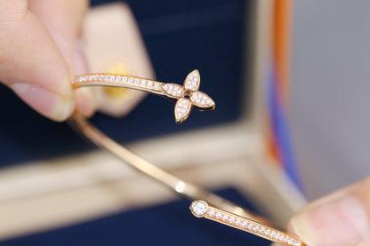 [⭐JeweliWhal]IDYLLE PINK GOLD OPEN BRACELET DIAMOND PAVED