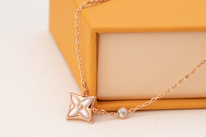 [⭐JeweliWhal]STAR PINK MOP 1 DIAMOND PINK GOLD NECKLACE