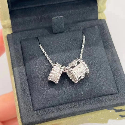 [⭐JeweliWhal]PERLEE DOUBLE PENDANT SILVER DIAMOND NECKLACE