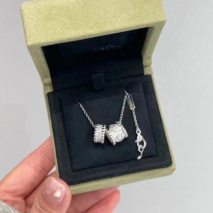 [⭐JeweliWhal]PERLEE DOUBLE PENDANT SILVER DIAMOND NECKLACE
