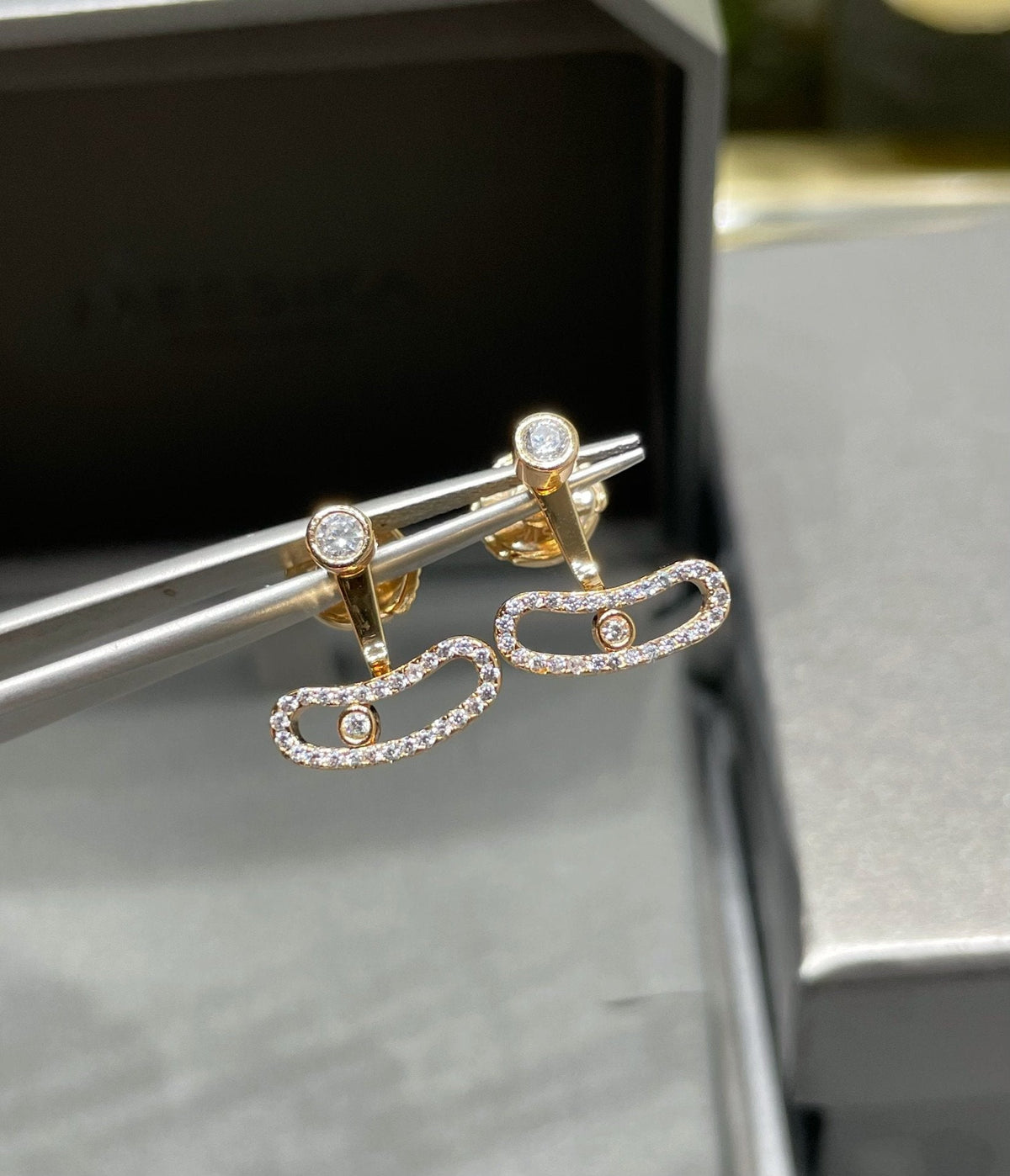 [⭐JeweliWhal]MOVE UNO PINK GOLD DIAMOND EARRINGS