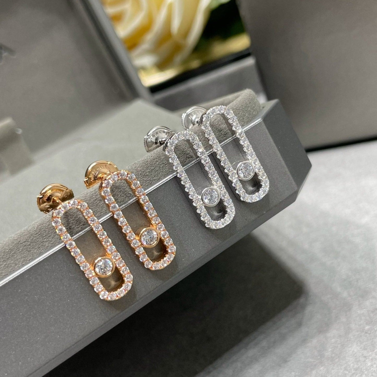 [⭐JeweliWhal]MOVE UNO STUD DIAMOND PAVED EARRINGS