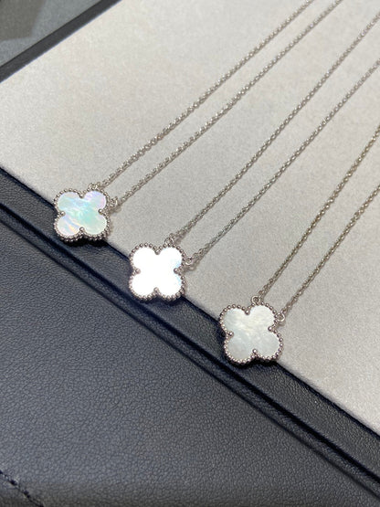 [⭐JeweliWhal]CLOVER MEDIUM SILVER WHITE MOP NECKLACE