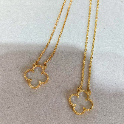 [⭐JeweliWhal]CLOVER ROCK CRYSTAL ROSE GOLD NECKLACE