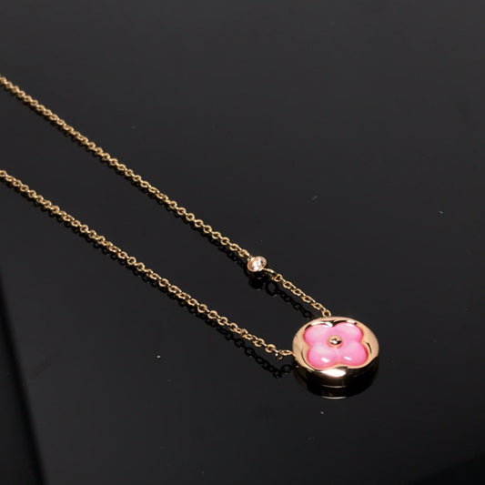 [⭐JeweliWhal]COLOR BLOSSOM PINK MOP SUN GOLD NECKLACE