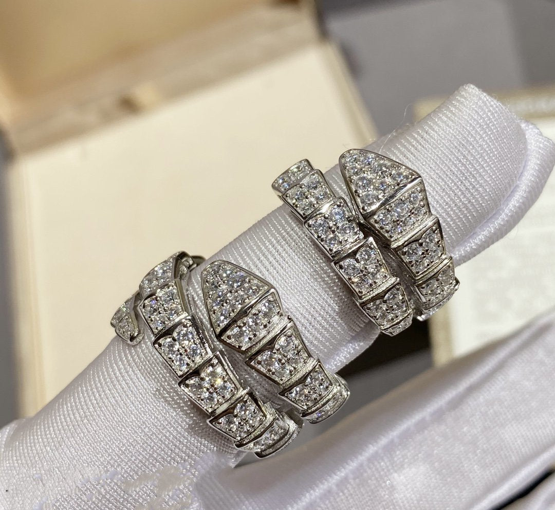 [⭐JeweliWhal]SERPENTI RING SILVER DIAMOND PAVED