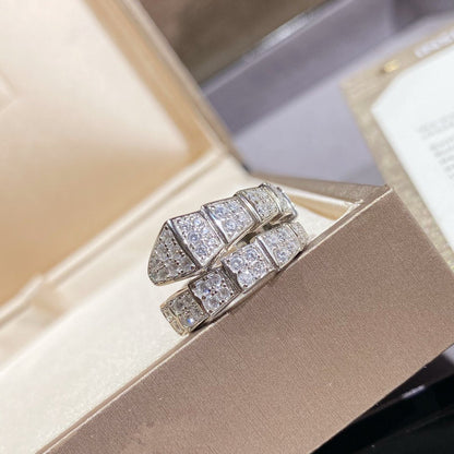 [⭐JeweliWhal]SERPENTI RING SILVER DIAMOND PAVED