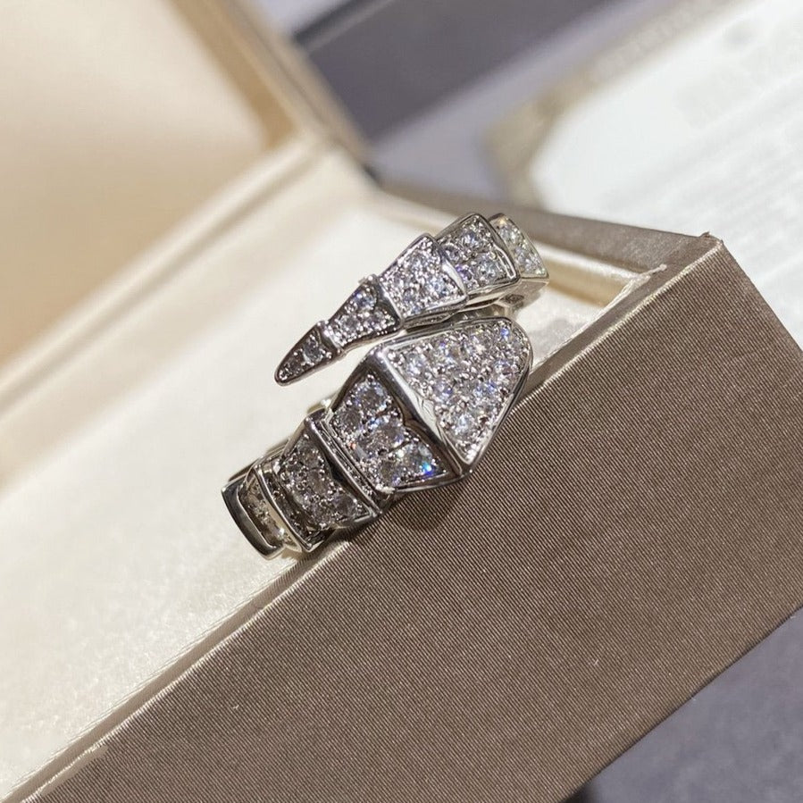 [⭐JeweliWhal]SERPENTI LARGE RING SILVER DIAMOND PAVED