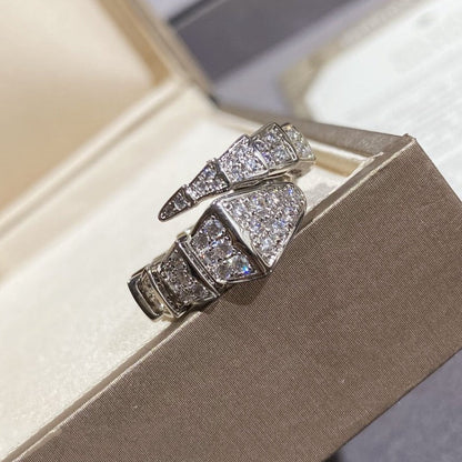 [⭐JeweliWhal]SERPENTI LARGE RING SILVER DIAMOND PAVED